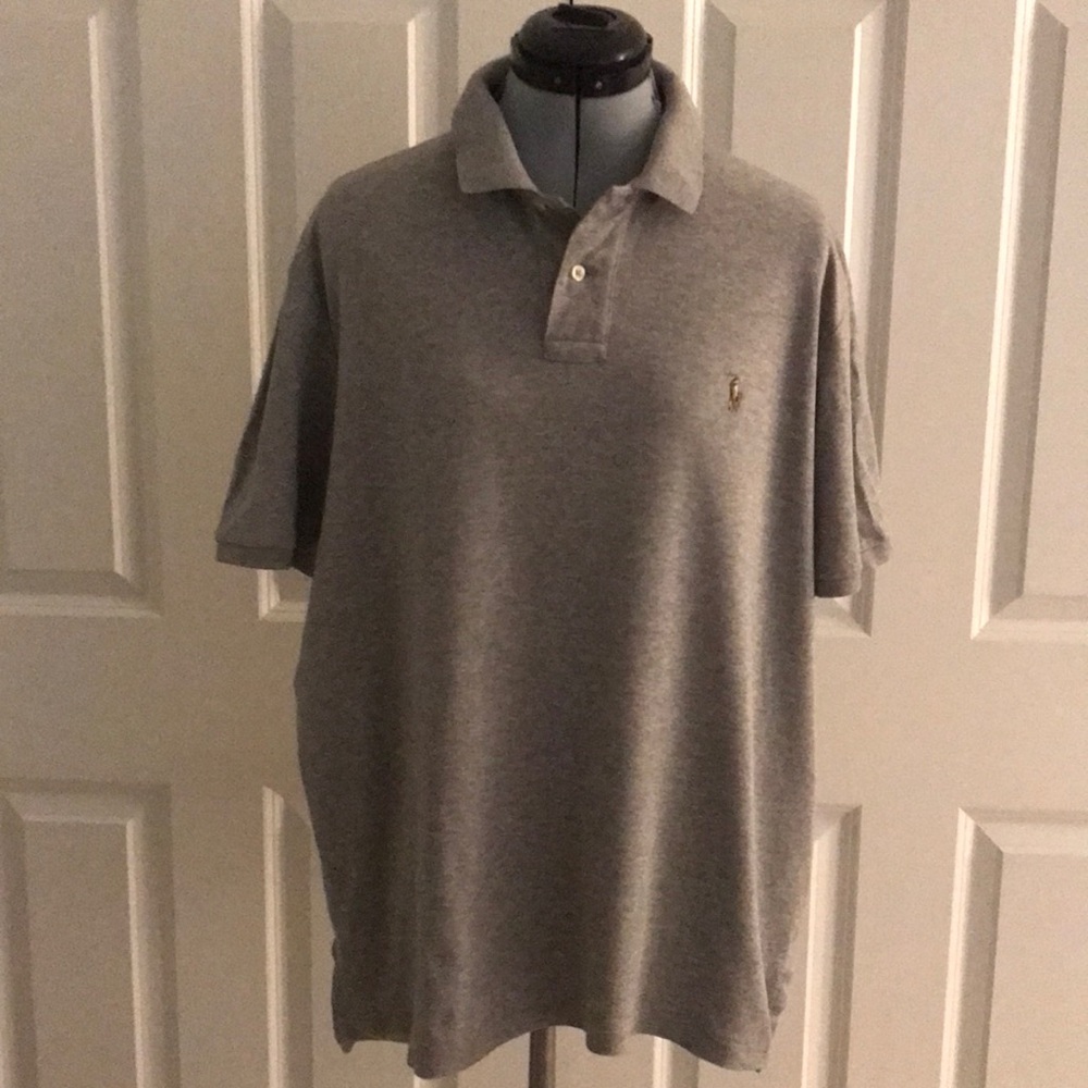 Polo Ralph Lauren Gray Collared Shirt Prima Soft Touch Cotton Short Sleeves XL